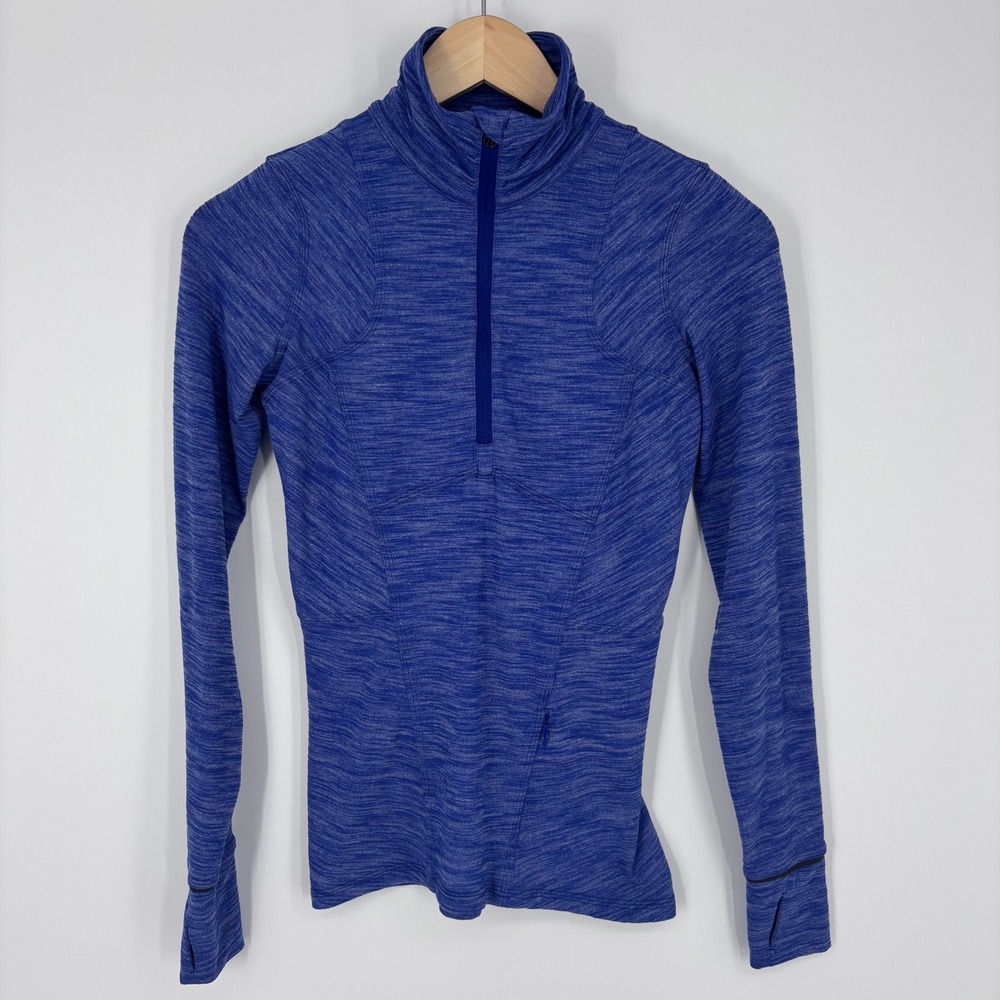 Lululemon Kanto Catch Me 1/2 Zip Pullover Women 2 Blue Space Dye Long Sleeve Top